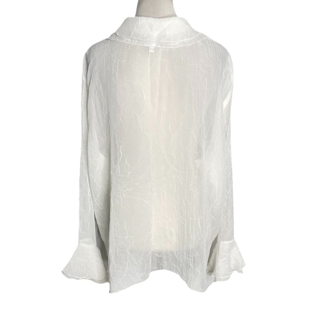 True Beauty Romantic White Crinkle Blouse Sheer Romantic Prairie Boho 20 - Picture 3 of 4